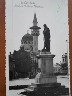 Carte postala, Constanta Statuia Ovidiu si Moscheia, perioada interbelica