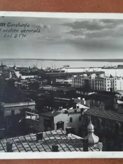 Carte postala, Constanta, vedere generala port, perioada interbelica