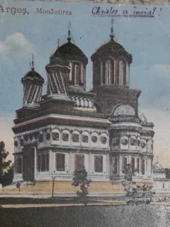 Carte postala, Curtea de Arges, manastirea, 1921
