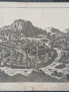 Carte Postala, Desen orasul Brasov, vedere generala dinspre nord, de la mijlocul sec.al XVII-lea