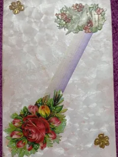 Carte Postala, Felicitare cu flori si porumbel, desen in relief, perioada interbelica