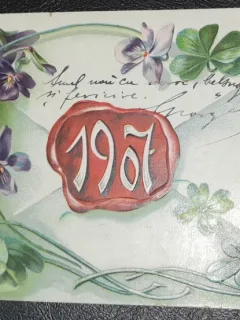 Carte postala, felicitare de an nou, circulata, 1900