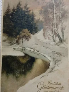 Carte Postala, Felicitare peisaj de iarna, 1932