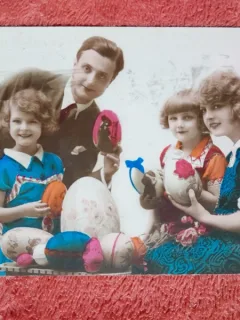 Carte postala, felicitare Sarbatori Pascale, color, 1922