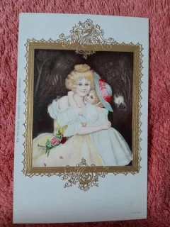 Carte postala, femeie cu fetita, perioada interbelica