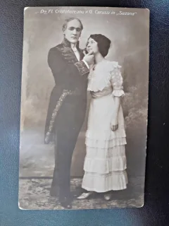 Carte postala, Fl. Cristoforenu si G. Carussi in Suzana, inceut de secol XX