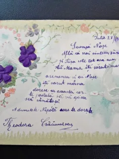 Carte postala semnata Theodora Craciunescu, sotia lui Luigi Cazzavillan, 1901