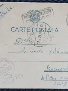 Carte Postala, folosita de Posta Milutara, 1915