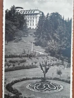 Carte postala, Govora. Parcul hotelului Palace, 1940
