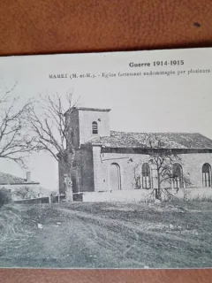 Carte postala, Guerre 1914-1915, Mamet, eglise fortement, 1918