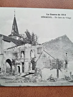 Carte postala, Guerre 1914, Herimenil, un coin de village, inceput de secol XX