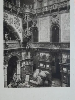 Carte postala, Holul Castelului Peles, perioada interbelica