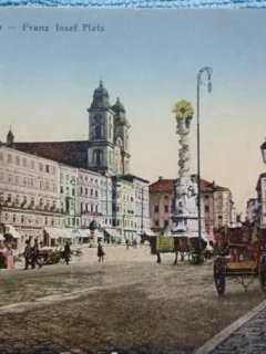 Carte postala, Linz a.d. Donau, Franz Josef Platz, perioada interbelica