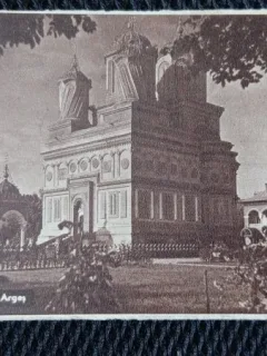 Carte postala, Manastirea Curtea de Arges, perioada interbelica