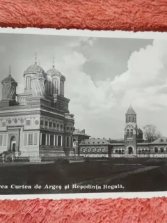 Carte postala, Manastirea Curtea de Arges si Resedinta Regala, 1938