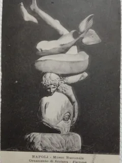 Carte postala, Napoli, Muzweul National, Ornamento di fontana- Farnese, 1921
