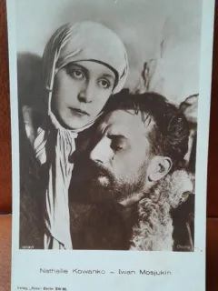Carte postala, Nathalie Kovanko actrita de film mut, rusoaica si Iwan Mosjukin, actor rus de film mut