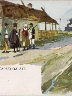 Carte postala necirculata din jurul anului 1900 - Calea ferata Bucuresti-Galati
