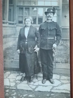 Carte postala, necirculata, militar cu sotia, perioada primului razboi mondial