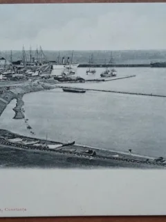 Carte postala, necirculata, Portul din Constanta, sfarsit de secol XIX