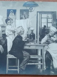 Carte postala, necirculata, scena dintr-o piesa de teatru, perioada interbelica
