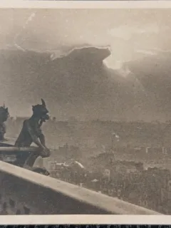 Carte Postala, Notre Dame de Paris, Detail de la facade Quest, perioada interbelica