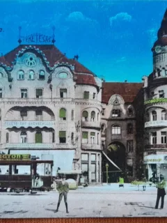 Carte postala, Oradea, Hotel Black Eagle, perioada interbelica