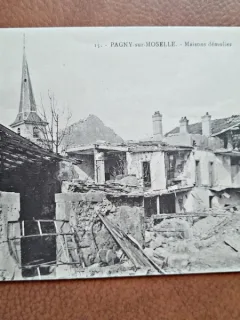 Carte postala Pagny sur Moselle, maisons demolies, inceput de secol XX