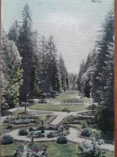 Carte postala, parcul din Buzias, 1913