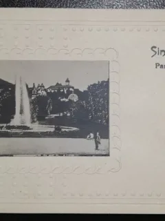 Carte postala, Parcul din Sinaia, perioada interbelica