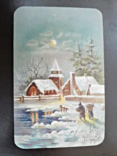 Carte postala peisaj de iarna, inceput de secol XX