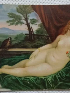 Carte postala perioada interbelica, Venere del Amorino (Tiziano)