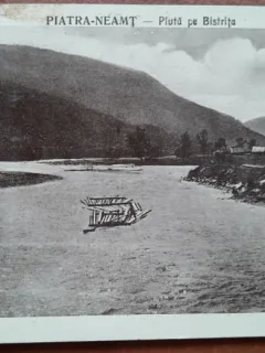 Carte postala, Piatra Neamt, pluta pe Bistrita, 1930