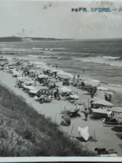 Carte postala, plaja de la Eforie, 1937