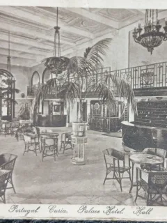 Carte postala, Portugal. Curia. Palace Hotel, hall, perioada interbelica