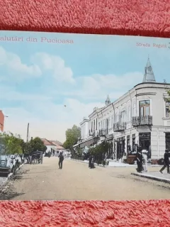 Carte postala, Pucioasa Strada Regala, 1914