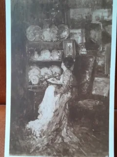 Carte postala, reproducere dupa Grigorescu/In Atelier