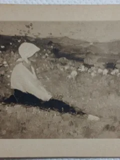 Carte postala, reproducere dupa tabloul La Pasune de Grigorescu