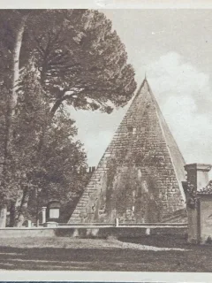 Carte postala, Roma, Piramide di Calo Cestio, perioada interbelica