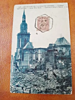 Carte postala, ruine din razboi, Paris, circulata