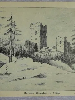 Carte postala, Ruinele Ciceului in 1866