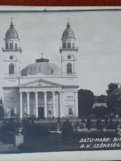 Carte postala, Satu Mare, biserica cu parcul, 1929