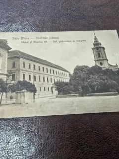 Carte Postala Satu Mare Liceul si Biserica, 1928