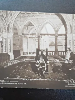 Carte postala, scena din piesa Viforul actul III inceput de secol XX