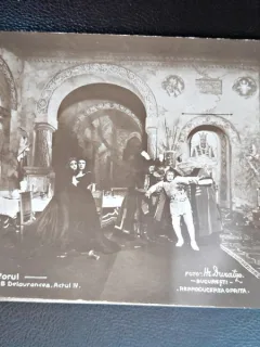 Carte postala, scena din piesa Viforul actul IV inceput de secol XX