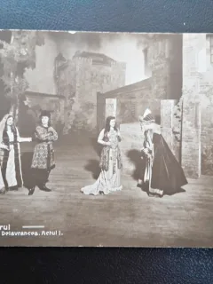 Carte postala, scena din piesa Viforul, inceput de secol XX