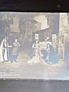 Carte postala, scena din piesa Viforul, inceput de secol XX