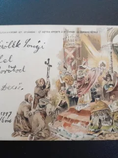 Carte postala scena St. Astrix  Apporte a St.Etienne la Coronne Royale, 1889