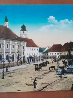 Carte postala, Sibiu piata, inceput de secol XX