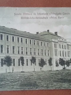 Carte postala, Sibiu Scoala Militara de Infanterie Principele Carol, 1925
